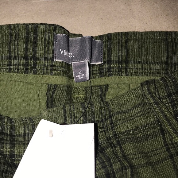NWT VINCE Linen Blend Plaid Shorts Size 32 OKA - Picture 5 of 7
